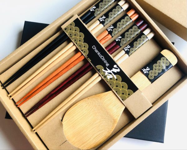 Stäbchen Set mit Reislöffeln aus Holz – Bild 3