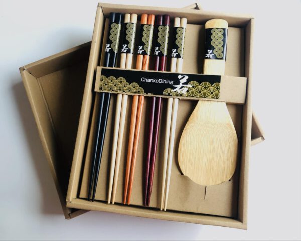 Stäbchen Set mit Reislöffeln aus Holz – Bild 2