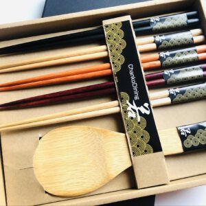 Stäbchen Set mit Reislöffeln aus Holz